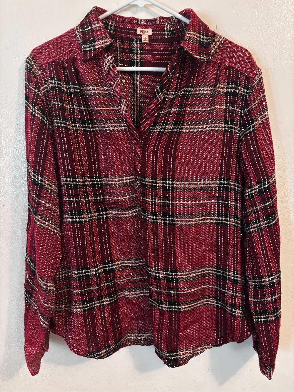Reba Red and Black Plaid Button-Front Shirt